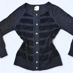 Grunge Black Knit Striped Cardigan by Duet!